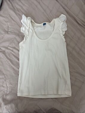 Old Navy Cream Ruffle Sleeve Tank Top